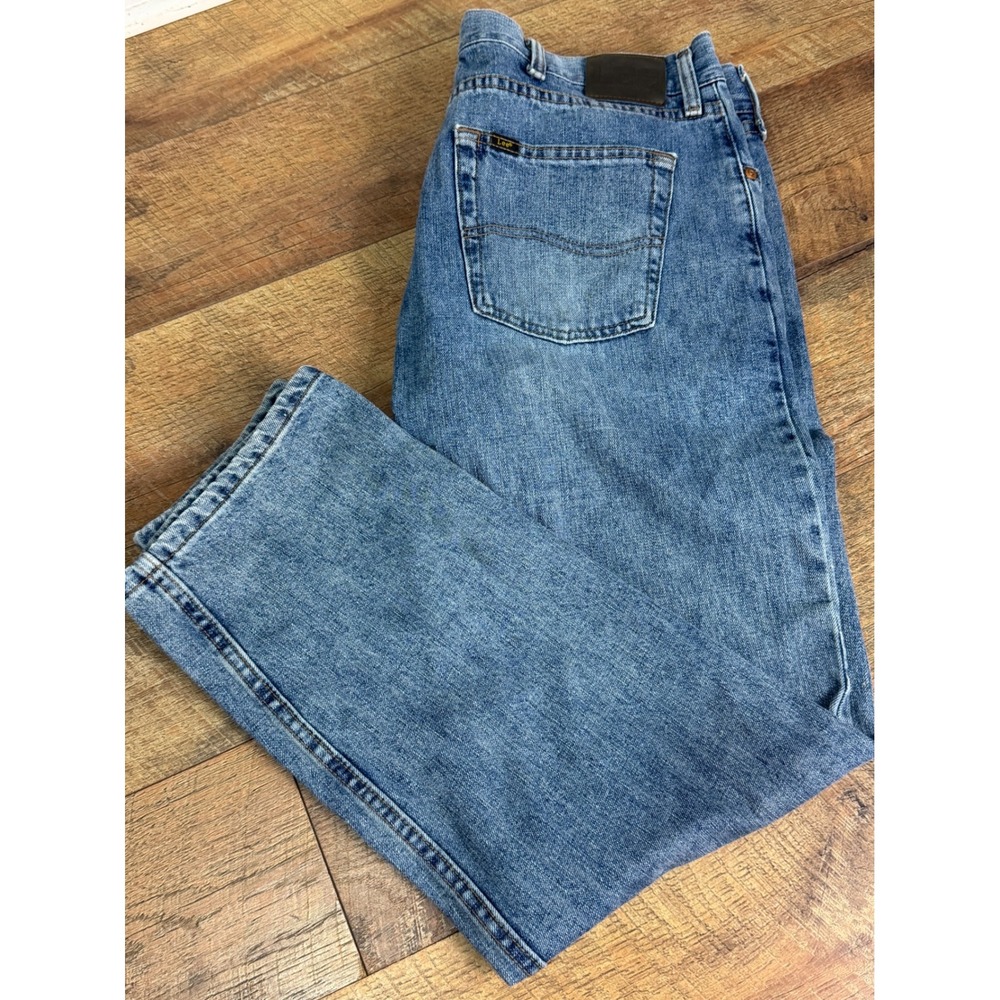 Lee Mens Regular Fit Straight Leg Jeans 38x30 Medium Wash Blue Denim 2008976